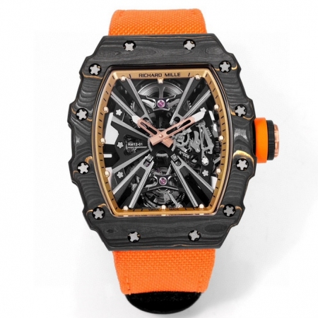 『RICHARDMILLE』里查德米尔金碳纤维RM12-01男士镂空陀飞轮腕表