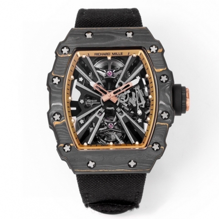『RICHARDMILLE』里查德米尔金碳纤维RM12-01男士镂空陀飞轮腕表