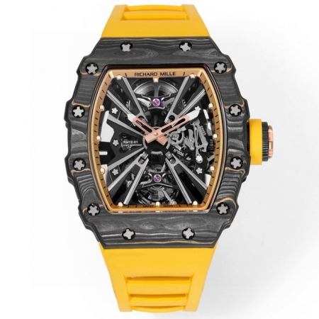 『RICHARDMILLE』里查德米尔金碳纤维RM12-01男士镂空陀飞轮腕表