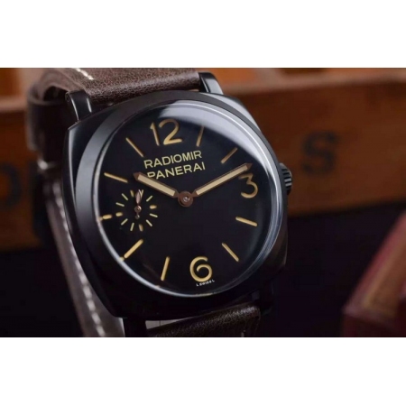 沛纳海（Panerai）黑色表壳 简约两针半机械手表